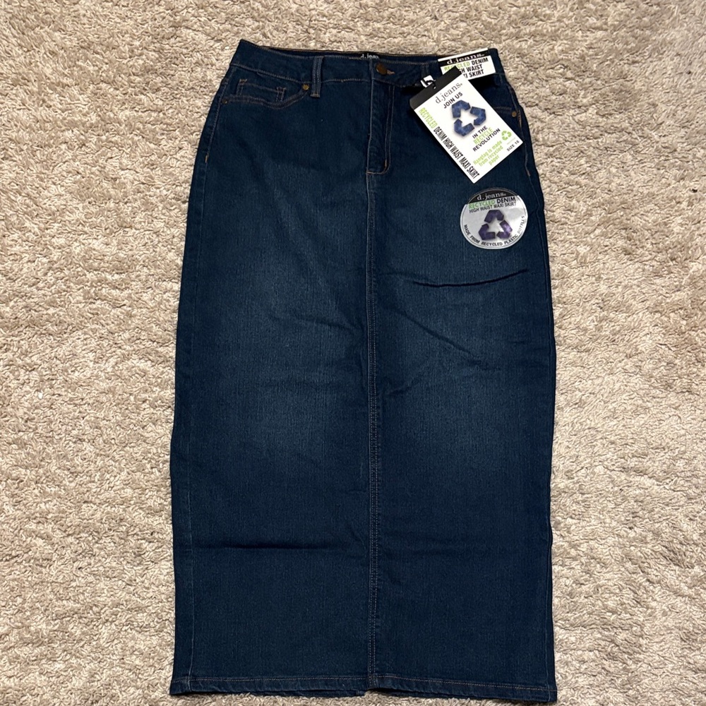 High Waist Maxi Dark Wash Denim Skirt Size 16 (Juniors)